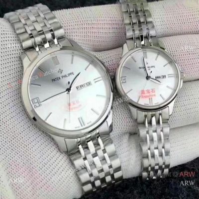 Patek Philippe Calatrava Lovers Watch - Stainless Steel Silver Dial